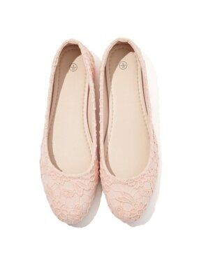 Women's Lace Mesh Ballet Flats Round Toe Memory Foam Foldable Dress Shoes